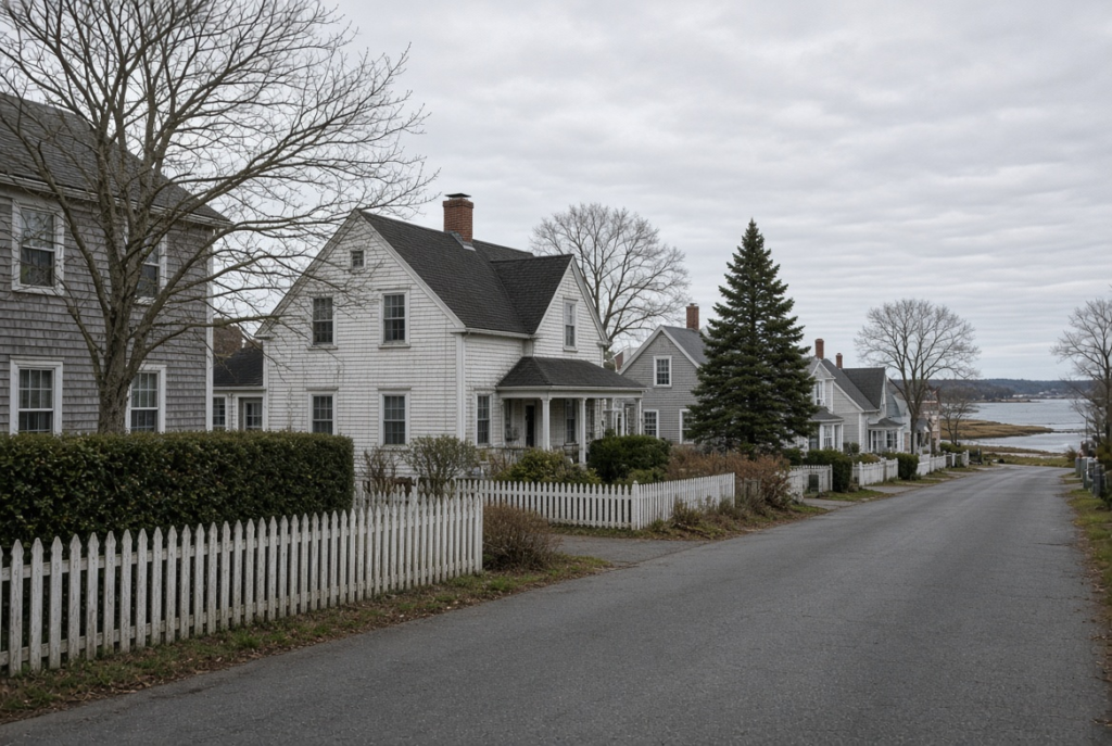 Residential street typical of Wareham housing.